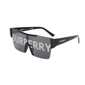 😎🖤Burberry Shield Sunglasses Black Frame Grey Logo Lenses